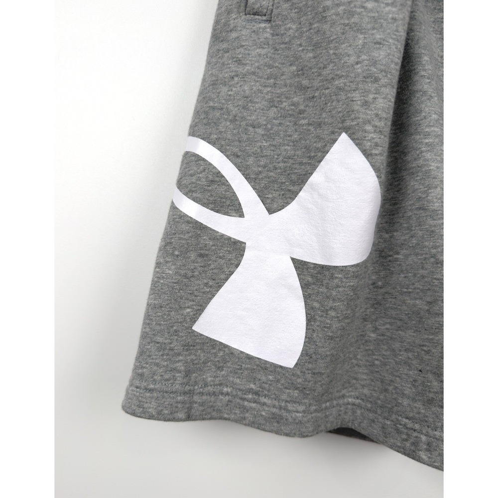 Under Armour Fleece Shorts Mens Gray Excellent Big Logo Drawstring Pockets L - Picture 3 of 11